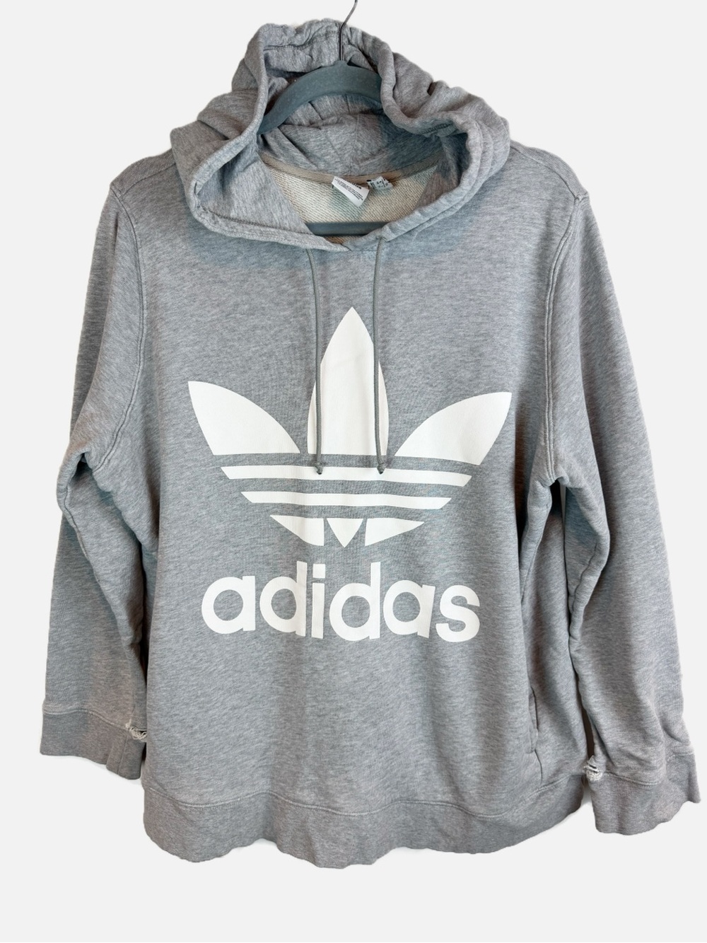 Adidas | Gray Logo Hoodie Sweatshirt, XL